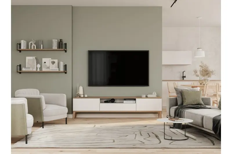 Decor Margus lampada a sospensione in metallo bianco opaco con aggiunta di legno 3086.