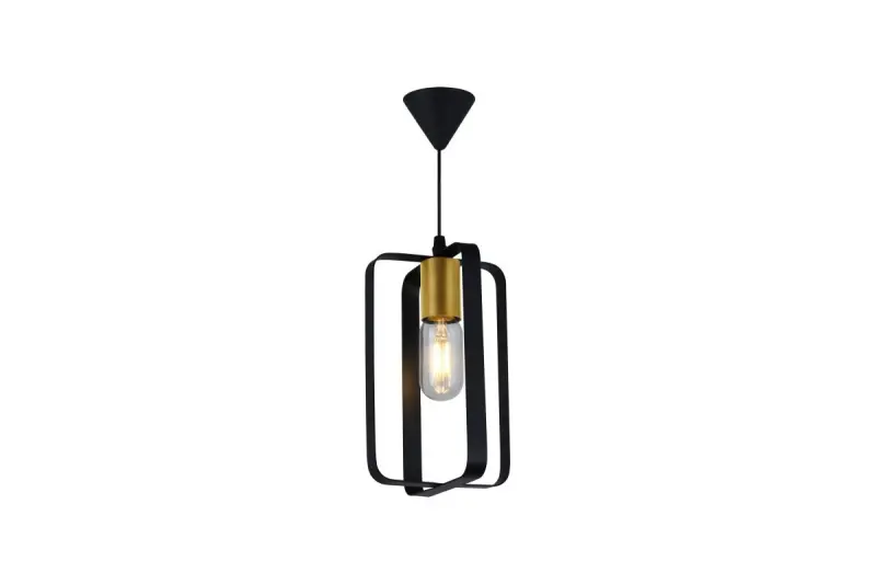 Lampada a sospensione Decor Oxalis con struttura in metallo nero a forma geometrica, diametro 13 cm. 3185.