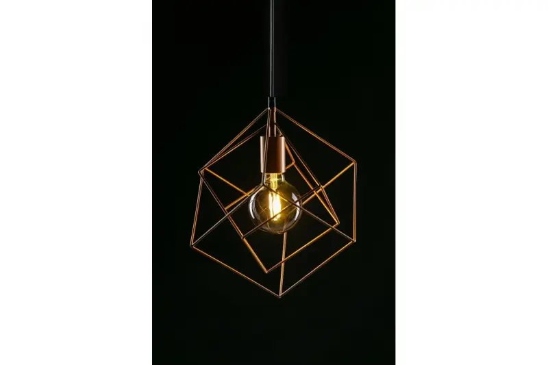 Lampadario sospeso geometrico Decor Rosa in oro rosa composto da 2 cubi in ottone 3376
