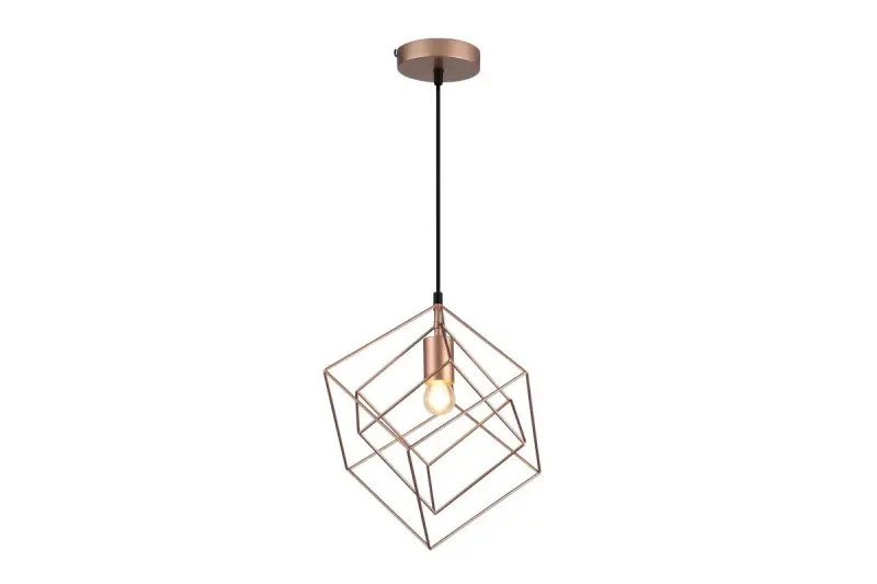 Lampadario sospeso geometrico Decor Rosa in oro rosa composto da 2 cubi in ottone 3376