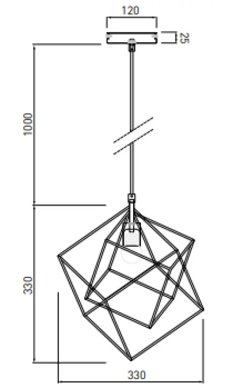 Lampadario sospeso Decor Rosa geometrico nero composto da 2 cubi neri 3437.