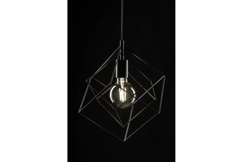 Lampadario sospeso Decor Rosa geometrico nero composto da 2 cubi neri 3437.