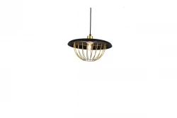 Decor Tulip moderna lampada a sospensione con bordo in metallo nero e gabbia dorata a filo 3444