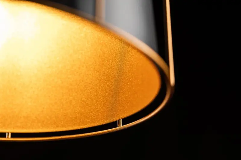 Lampadario a sospensione Decor Goa nero con cornice decorativa dorata 3512