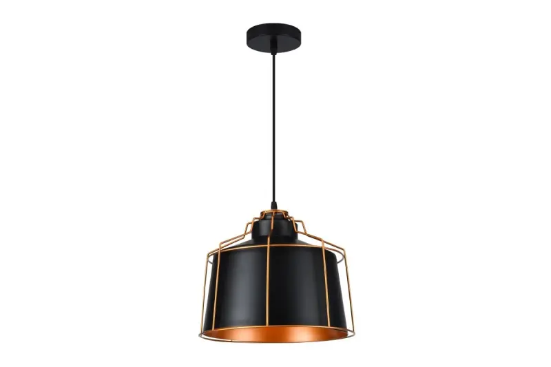 Lampadario a sospensione Decor Goa nero con cornice decorativa dorata 3512