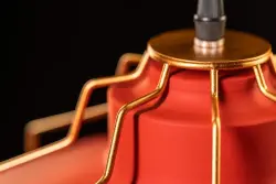 Lampada a sospensione rossa Decor Goa con cornice decorativa dorata 3536.