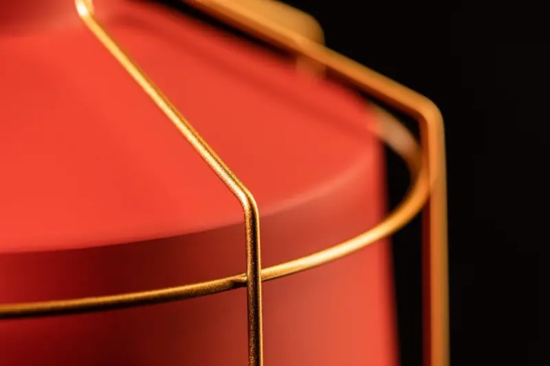 Lampada a sospensione rossa Decor Goa con cornice decorativa dorata 3536.