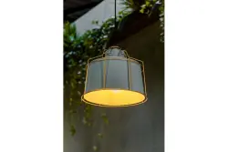 Lampada a sospensione Decor Goa grigia con cornice decorativa dorata 3550.