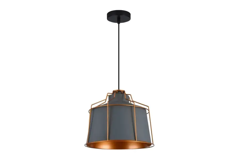 Lampada a sospensione Decor Goa grigia con cornice decorativa dorata 3550.