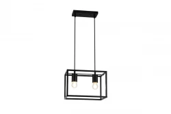 Decor Diu lampada a sospensione geometrica nera con 2 fonti di luce larghezza 30 cm 3628