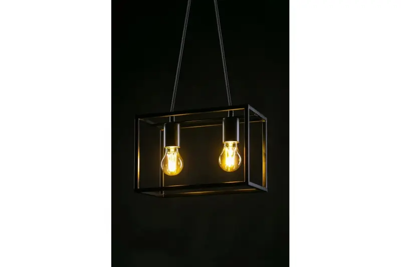 Decor Diu lampada a sospensione geometrica nera con 2 fonti di luce larghezza 30 cm 3628