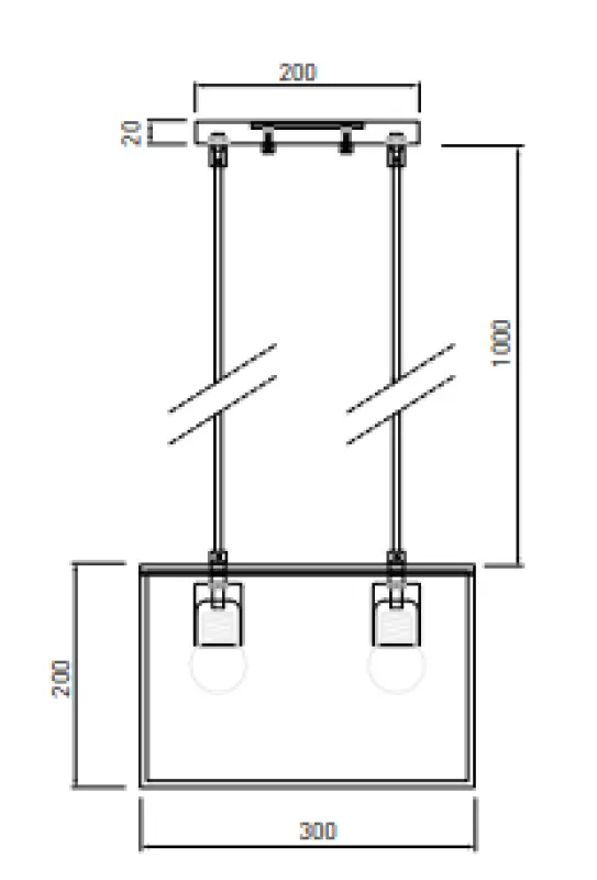 Decor Diu lampada a sospensione geometrica nera con 2 fonti di luce larghezza 30 cm 3628