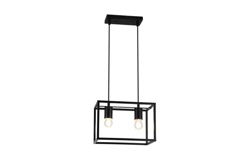 Decor Diu lampada a sospensione geometrica nera con 2 fonti di luce larghezza 30 cm 3628