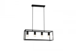 Decor Diu lampada a sospensione geometrica nera con 4 fonti di luce larghezza 60 cm 3635