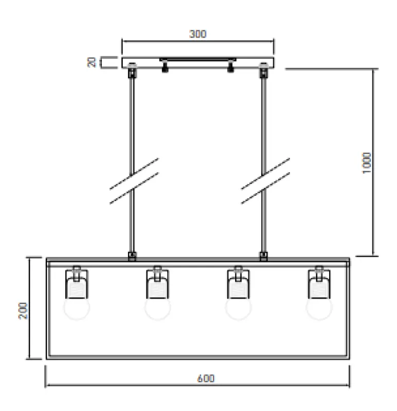 Decor Diu lampada a sospensione geometrica nera con 4 fonti di luce larghezza 60 cm 3635
