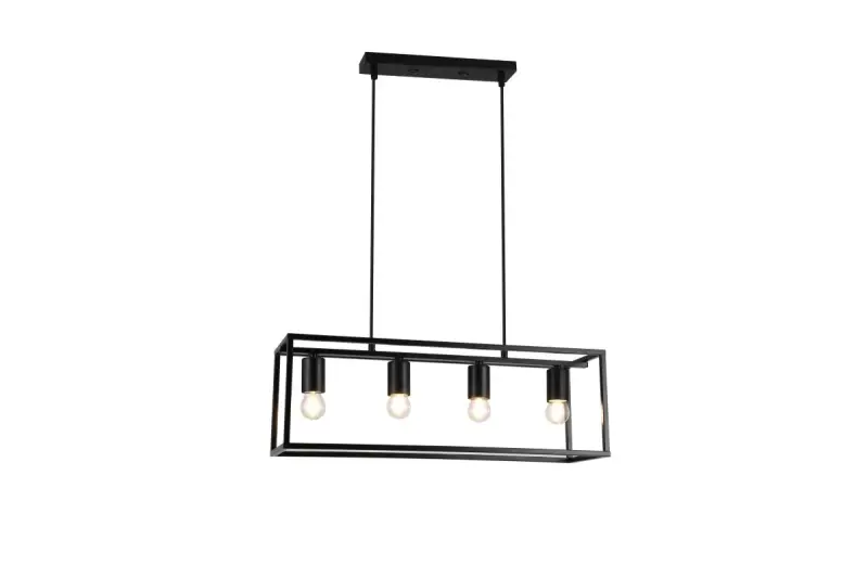 Decor Diu lampada a sospensione geometrica nera con 4 fonti di luce larghezza 60 cm 3635