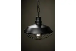 Decorazione Lars lampada a sospensione nera con griglia industriale nera diametro 26 cm 2233
