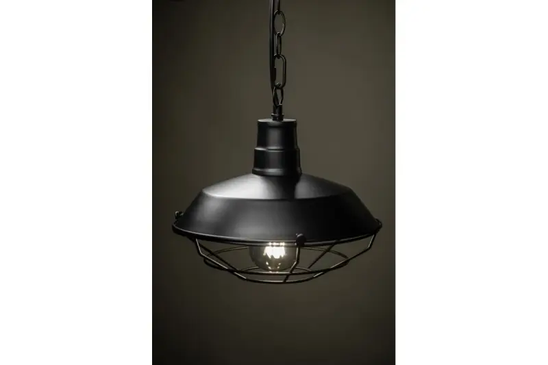 Decorazione Lars lampada a sospensione nera con griglia industriale nera diametro 26 cm 2233