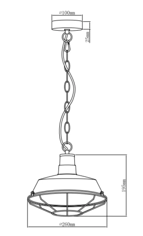 Decorazione Lars lampada a sospensione nera con griglia industriale nera diametro 26 cm 2233