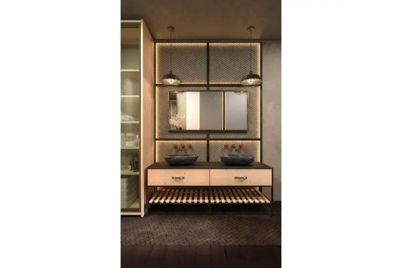 Decor Lars lampada a sospensione nera con griglia nera industriale, diametro 36 cm, 2295.