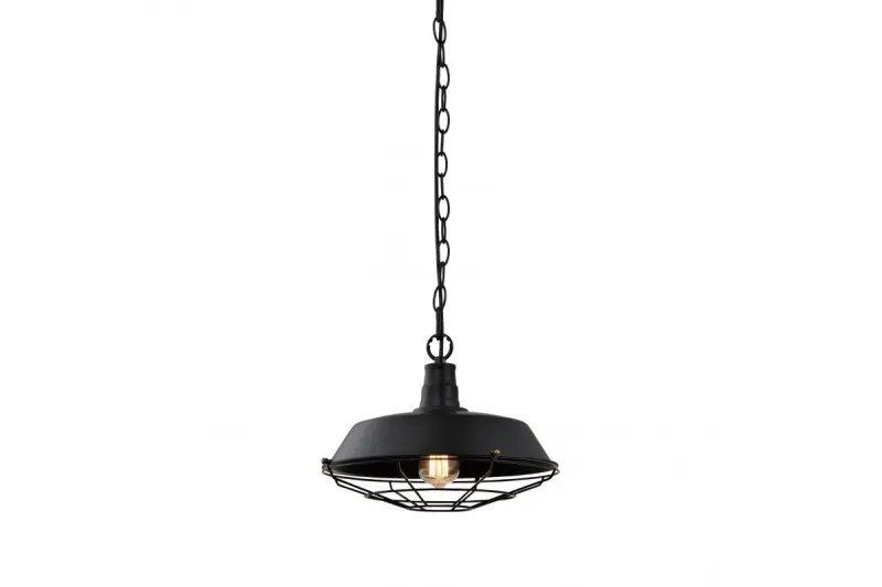 Decor Lars lampada a sospensione nera con griglia nera industriale, diametro 36 cm, 2295.