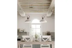 Decor Mees lampada a sospensione in metallo bianco con attacco per paralume a forma di lampada a petrolio 2332