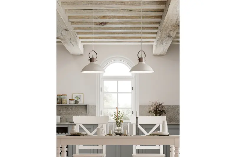 Decor Mees lampada a sospensione in metallo bianco con attacco per paralume a forma di lampada a petrolio 2332