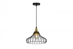 Decorazione Lampada a sospensione vintage conica nera a filo Lotte 2622