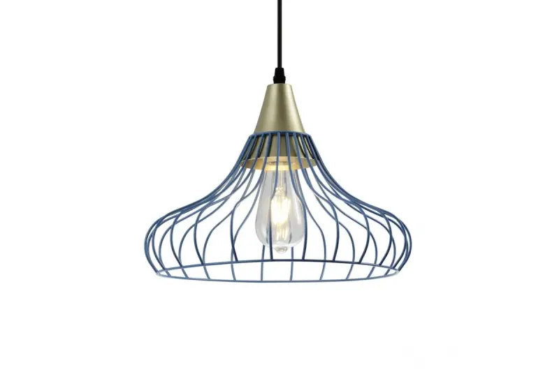 Decor Lotte lampada a sospensione vintage conica blu a filo 2660