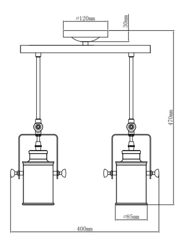 Lampadario sospeso Decor Demir nero con 2 fonti di luce 3994