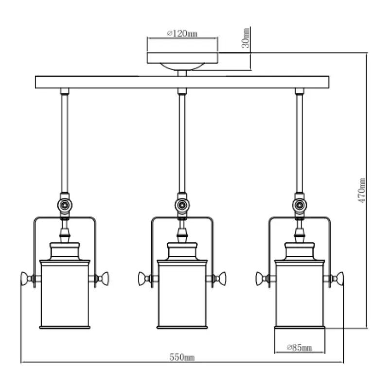 Lampada a sospensione Decor Demir nera con 3 fonti luminose 4014