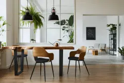 Decor Noor elegante lampada a sospensione nera con elemento in rame 2691