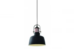 Decor Noor elegante lampada a sospensione nera con elemento in rame 2691