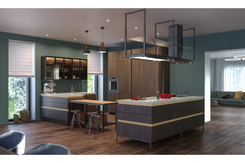 Decor Noor elegante lampada a sospensione nera con elemento in rame 2691