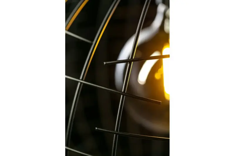 Decor Viela lampada a sospensione in metallo nero dorato a forma di sfera con diametro di 35 cm 6996