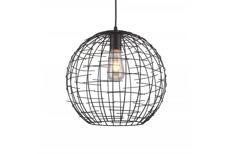 Decor Viela lampada a sospensione in metallo nero dorato a forma di sfera con diametro di 35 cm 6996