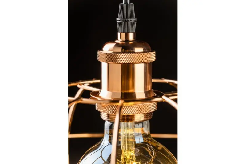 Lampada a sospensione a forma di sfera in rame Decor Viela, con forma filiforme, diametro di 27,5 cm, codice 7047.