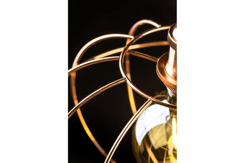 Lampada a sospensione a forma di sfera in rame Decor Viela, con forma filiforme, diametro di 27,5 cm, codice 7047.