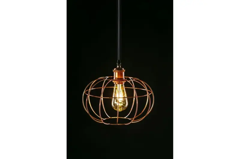 Lampada a sospensione a forma di sfera in rame Decor Viela, con forma filiforme, diametro di 27,5 cm, codice 7047.