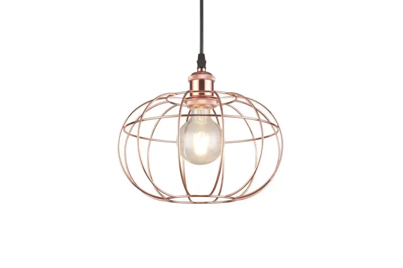 Lampada a sospensione a forma di sfera in rame Decor Viela, con forma filiforme, diametro di 27,5 cm, codice 7047.