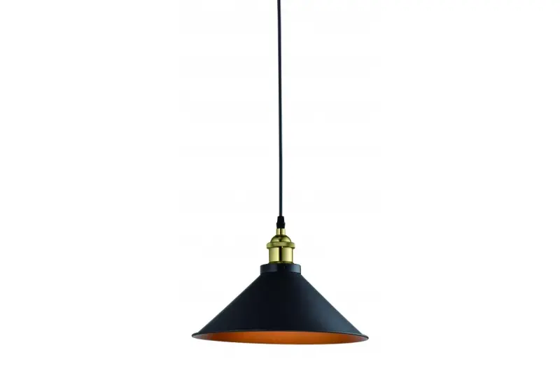 Lampada a sospensione Decor Mani in metallo nero e dorato, diametro 30 cm 4076.
