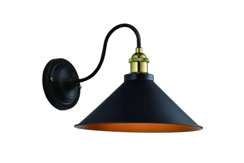Decor Mani lampada da parete in metallo nero e dorato, diametro 22 cm 4052.