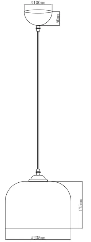 Decor Lati lampada a sospensione cilindrica di colore ambra in vetro con diametro di 23,5 cm 7146