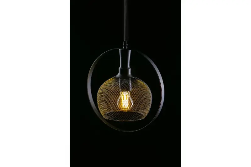 Lampada a sospensione Decor Xalis con paralume nero in filo metallico con bordo in metallo, diametro 19,5 cm 7214