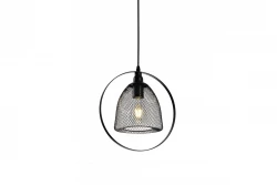 Lampada a sospensione Decor Xalis, paralume in filo nero con bordo in metallo, diametro 18,5 cm 7320.