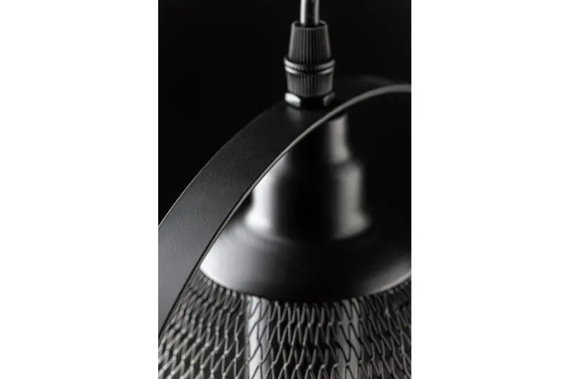 Lampada a sospensione Decor Xalis, paralume in filo nero con bordo in metallo, diametro 18,5 cm 7320.