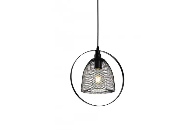 Lampada a sospensione Decor Xalis, paralume in filo nero con bordo in metallo, diametro 18,5 cm 7320.