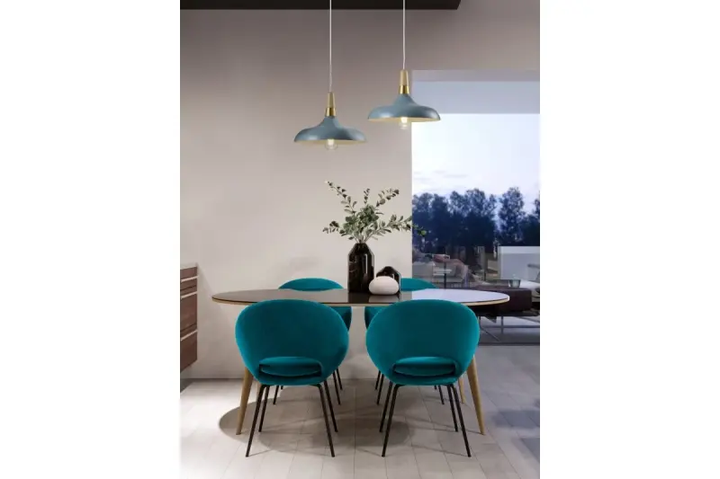 Decor Skandi moderna lampada a sospensione blu di 35 cm di diametro 7429