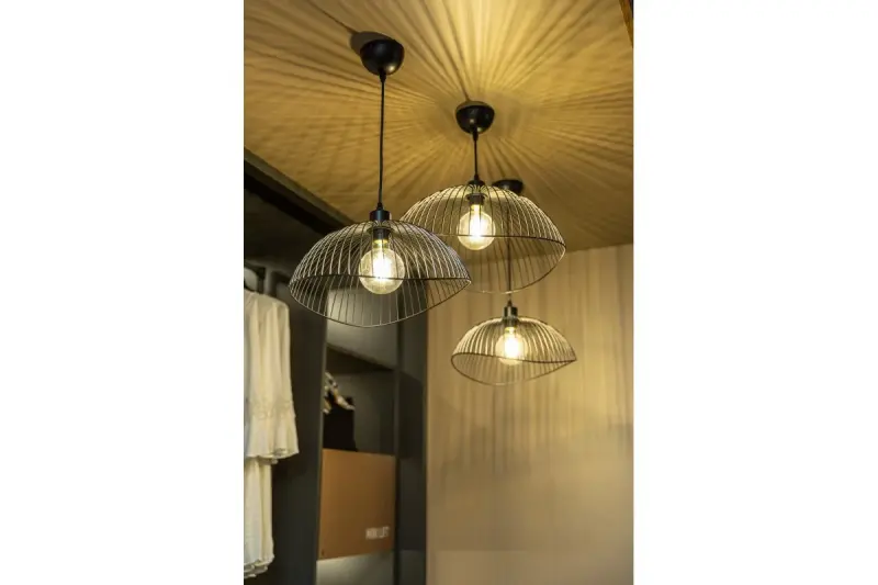 Decor Reto vintage lampadario a sospensione in filo nero diametro 40 cm 4137