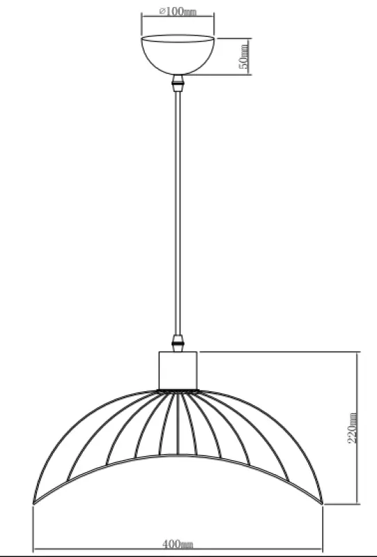 Decor Reto vintage lampadario a sospensione in filo nero diametro 40 cm 4137